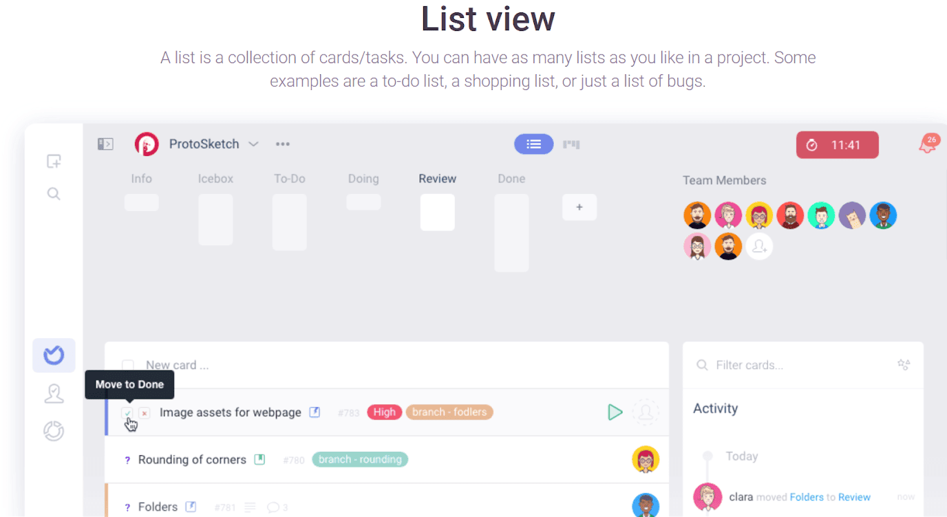 ora project management  list view