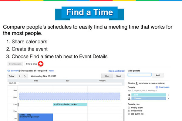 Use of Google Calendar