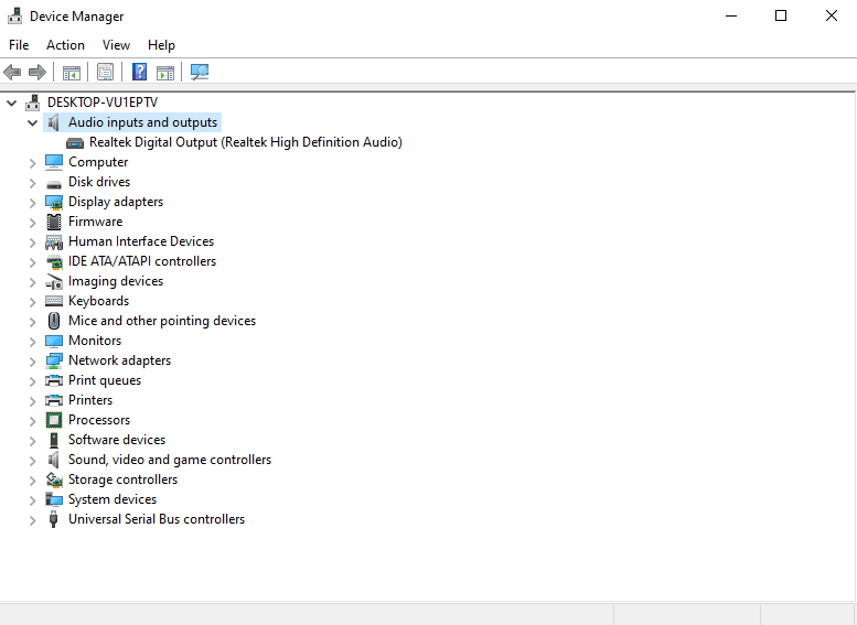 Audio inputs and outputs 