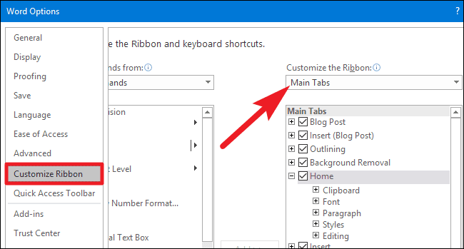 ms word checkbox in developer options